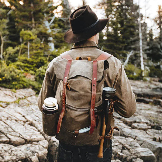 Retro Handmade Waterproof Wax Canvas Leather Backpack