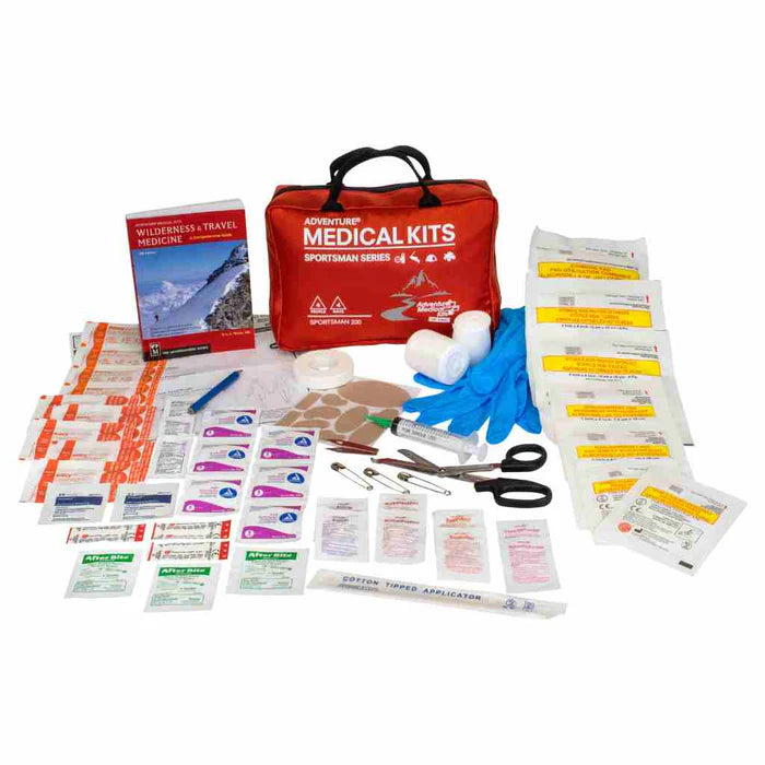 Adventure Medical Kits Sportsman Series Medical Kit - 200 - First Aid Kit for Camping Hiking Hunting & More - For 4 People for 4 Days - Includes Bandages Medicine Guide Book & More