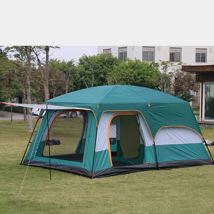 Double-Layer Waterproof Camping Tent with Two Bedrooms
