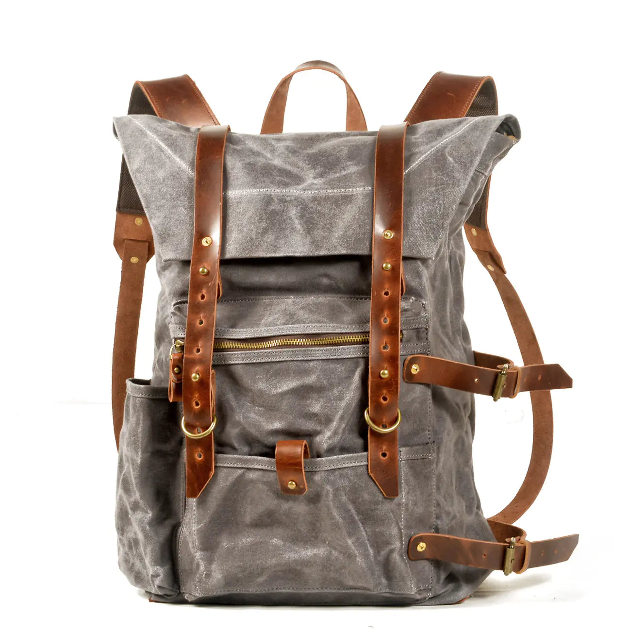 Retro Handmade Waterproof Wax Canvas Leather Backpack