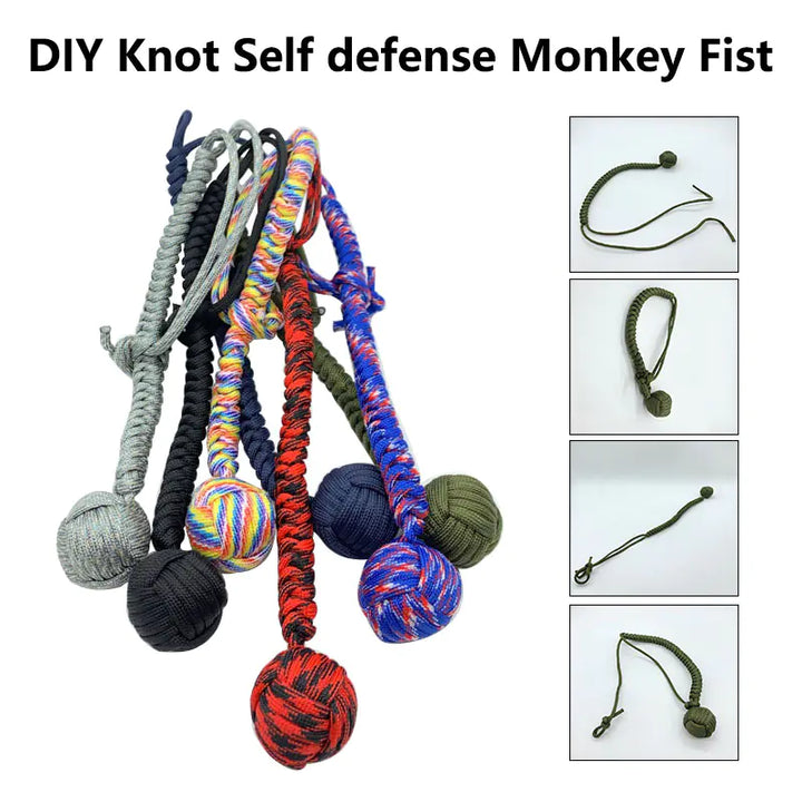 Outdoor EDC Self Defense Keychain with Monkey Fist Rope