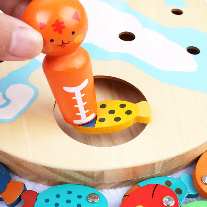 Montessori Wooden Fishing Game for Early Education