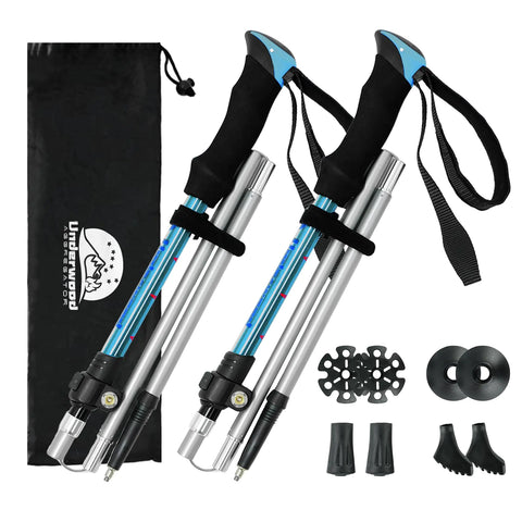 Trekking Poles Collapsible Hiking Poles - 2 Pack Aluminum Hiking Sticks Lightweight Walking Sticks for Seniors Men Women Balance Tri-Fold Walking Poles for Backpacking by Underwood Aggregator