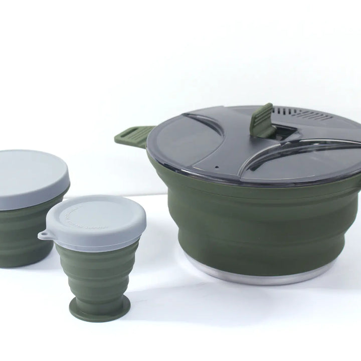 New Outdoor Camping Folding Pot - Silicone Cookware Set