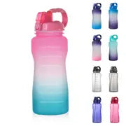Motivational 64oz Water Bottle with Time Marker & Straw