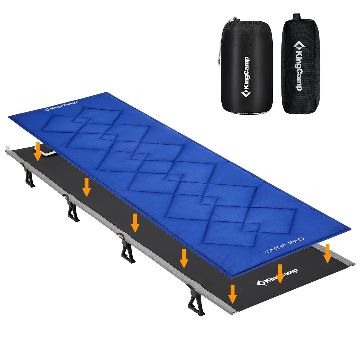 KingCamp Camping Cots for AdultsFolding Portable Ultralight Cots for Outdoors Sleeping Cots with Pad for Backpacking Travel HikingHeavy Duty Indoor Base Camping Cot with PillowLounging Cot Black