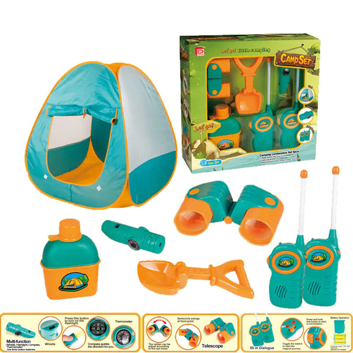 Kids Camping Tent Set with Walkie Talkies & Binoculars