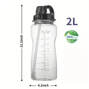 Motivational 64oz Water Bottle with Time Marker & Straw