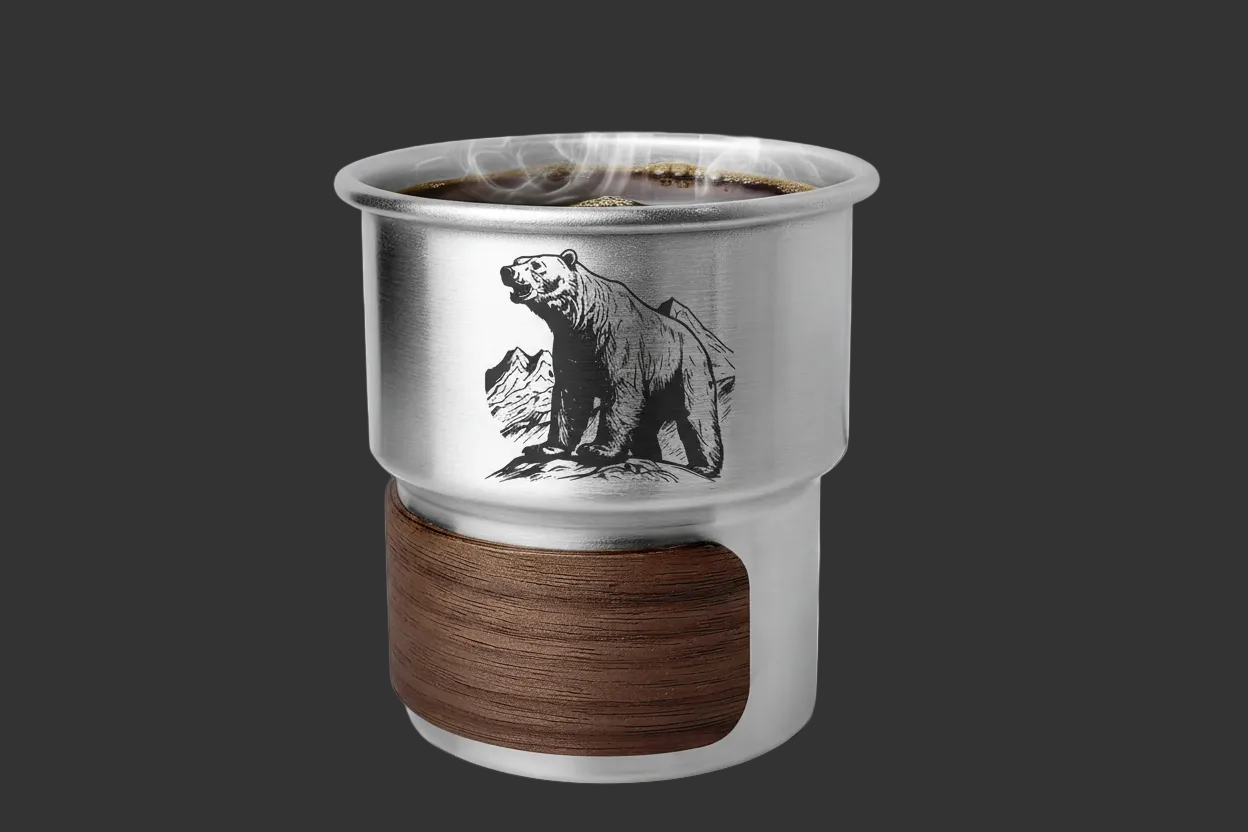 Jutasty Funny Stainless Steel Outdoor Adventurers Cup Portable Camping Travel Coffee Cup Mug Hiking Backpacking Outdoor Cup Gifts for Men Father Grandpa Uncle Animal Polar Bear 9.5oz(280ml)