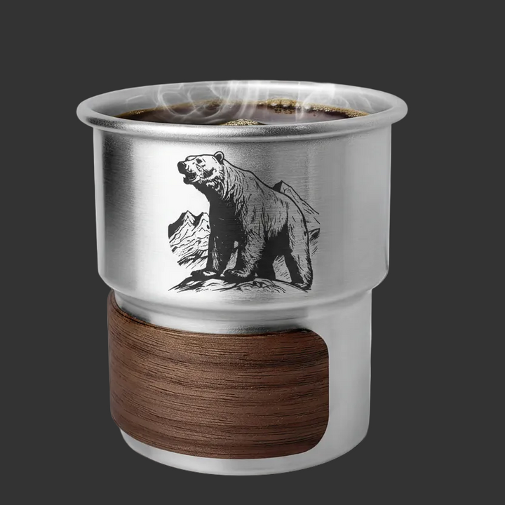 Jutasty Funny Stainless Steel Outdoor Adventurers Cup Portable Camping Travel Coffee Cup Mug Hiking Backpacking Outdoor Cup Gifts for Men Father Grandpa Uncle Animal Polar Bear 9.5oz(280ml)