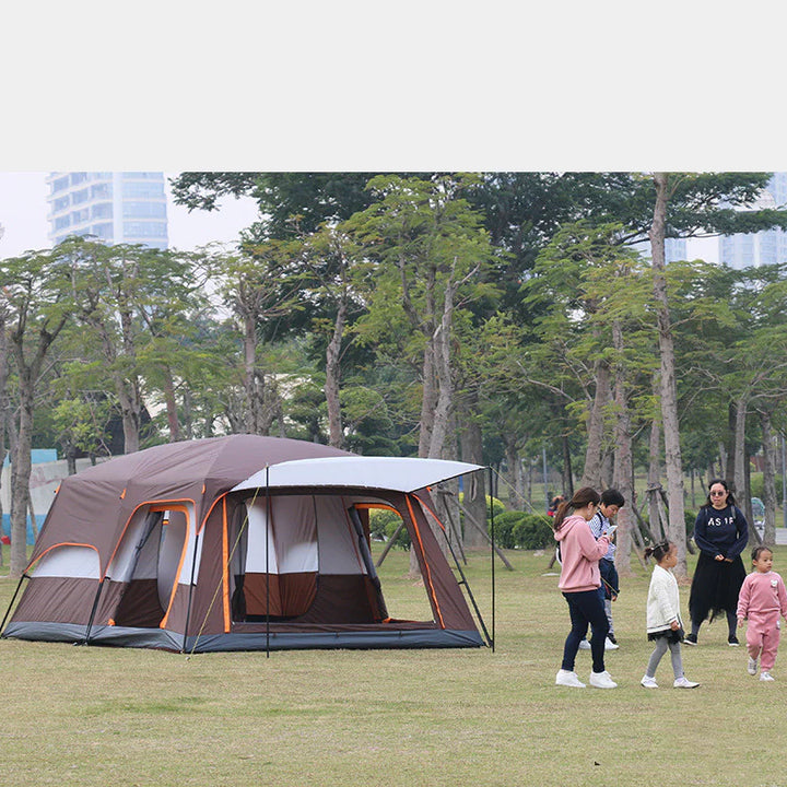 Double-Layer Waterproof Camping Tent with Two Bedrooms