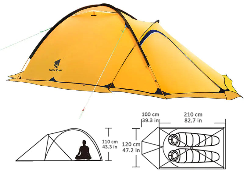 Winter Double Layer Waterproof Camping Tent for Hiking