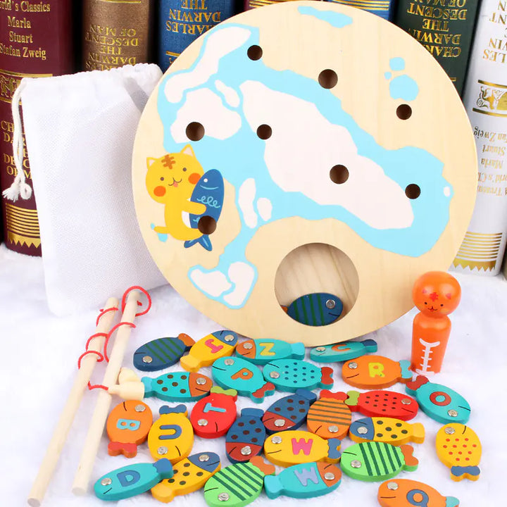 Montessori Wooden Fishing Game for Early Education